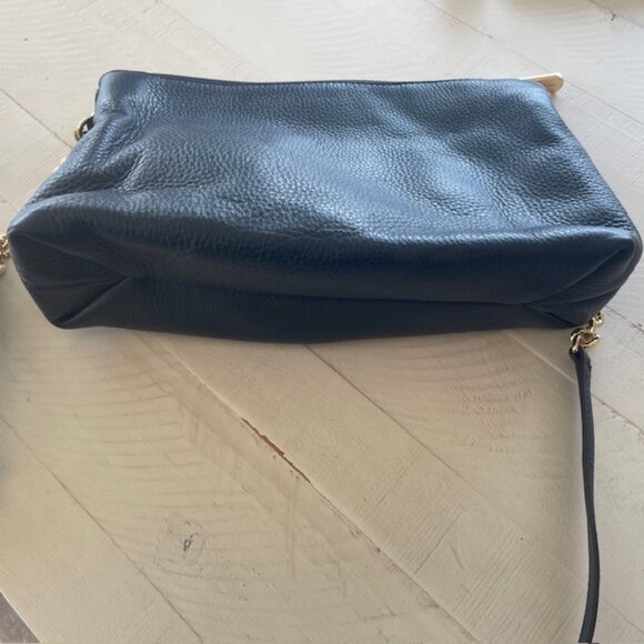 MICHAEL KORS JET SET CHAIN MESSENGER CROSSBODY LEATHER BLUE/GOLD PREOWNED - Picture 5 of 9